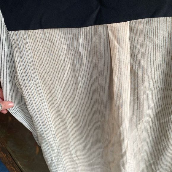 BCBG Maxazria NWT "Joe" Black White Stripe Blouse Size Medium, MSRP $228 - Picture 7 of 11